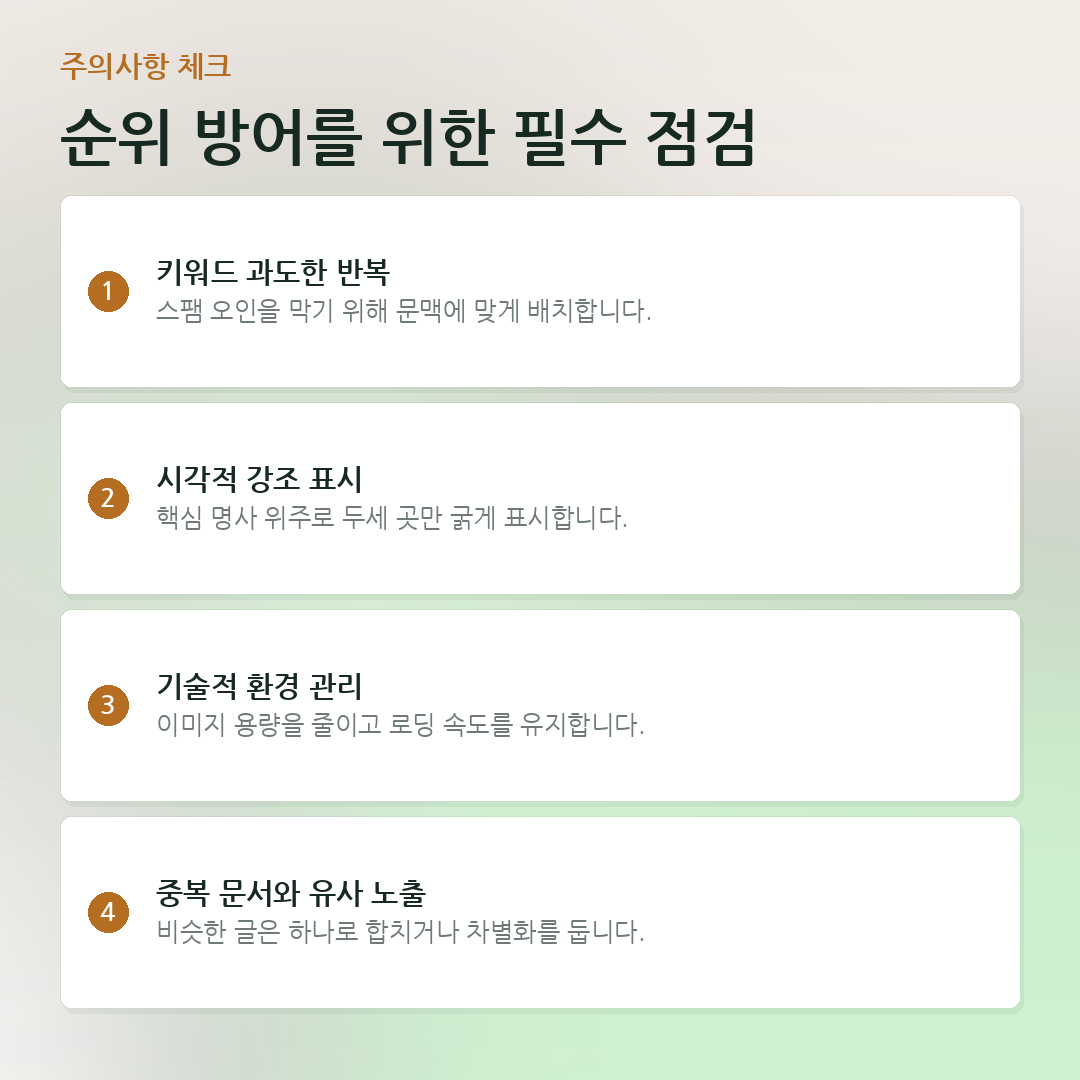 순위 방어를 위한 필수 점검 요약 카드